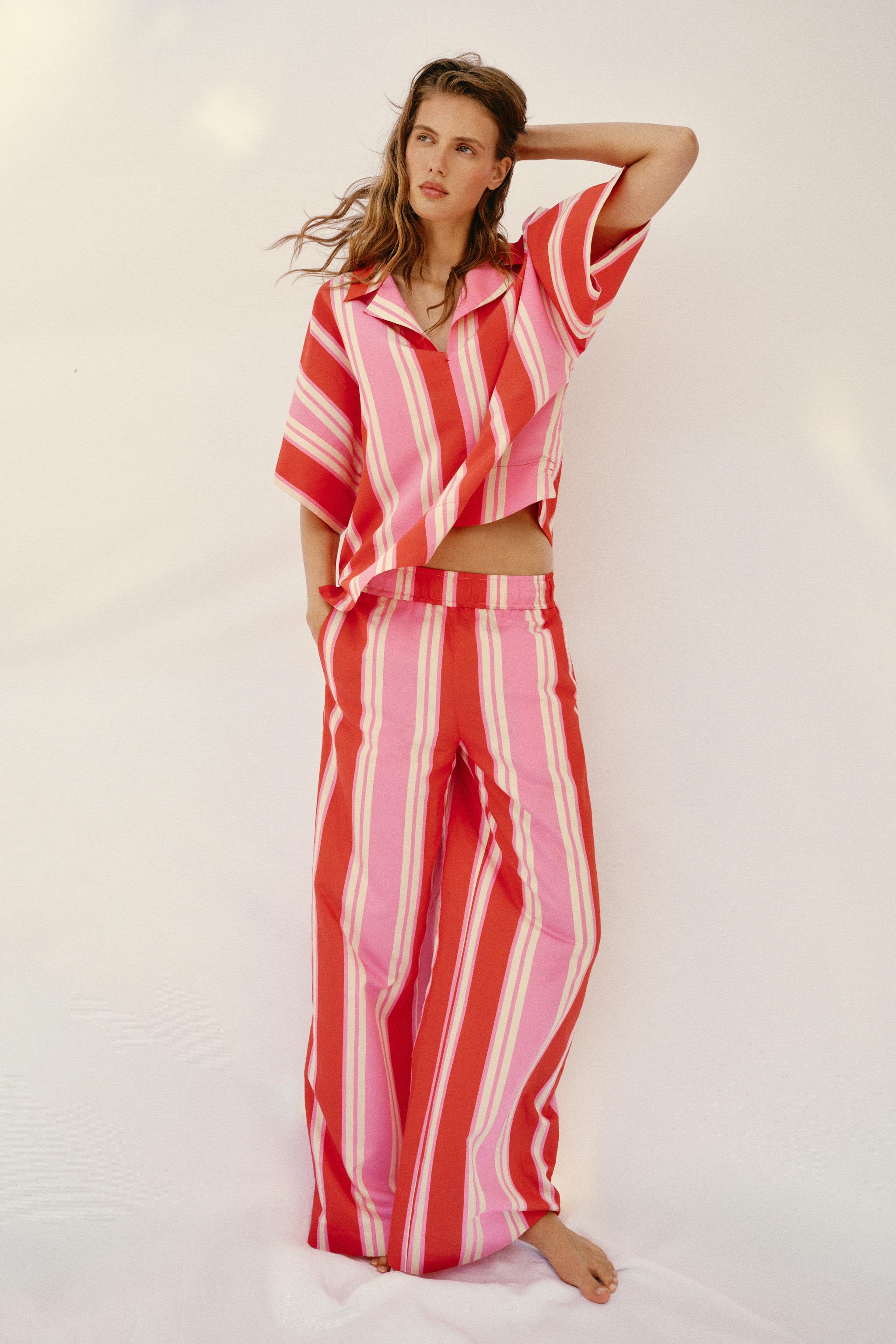 STRIPED WIDE LEG PANTS